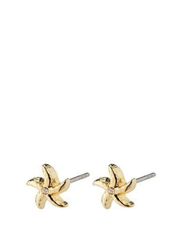 Image of Pilgrim Oakley Recycled Starfish Gold Plated Earrings Gold unisex