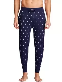 Image of Polo Ralph Lauren All Over Pony Print Logo Lounge Pants, Cruise Navy, Size 2XL, Men