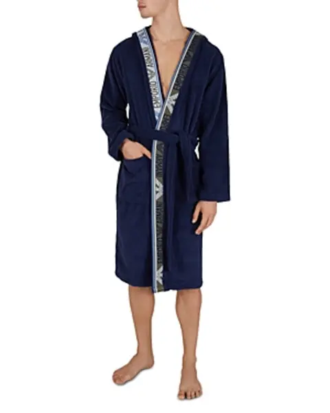 Image of Emporio Armani Unisex Woven Logotape Bathrobe