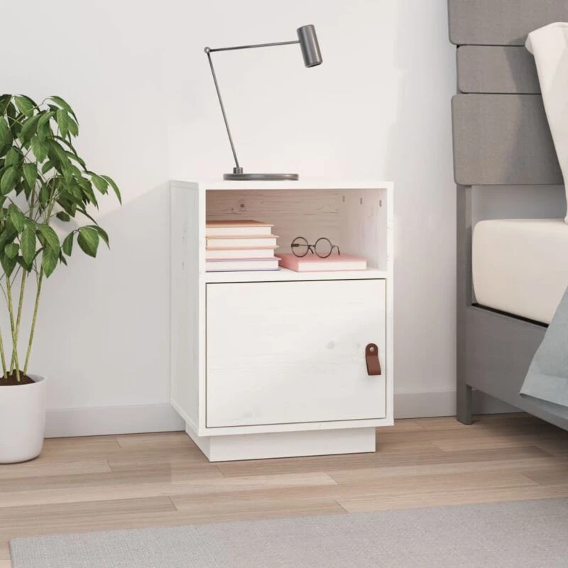 Image of VIDAXL Bedside Cabinet White 40x34x55cm Solid Wood Pine Vidaxl 8720287204022