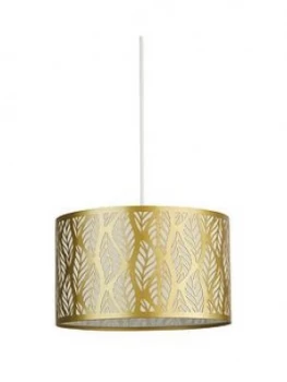 Image of Laser Cut Leaf Metal Light Shade - Gold