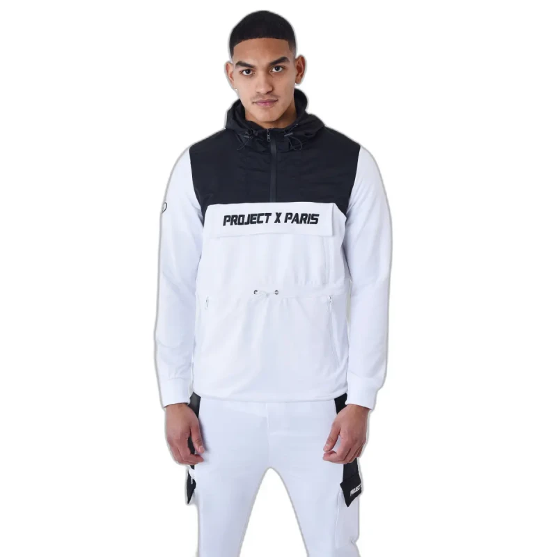 Image of Project X Paris Two-tone windbreaker style hoodie Project X Paris Blanc Male S