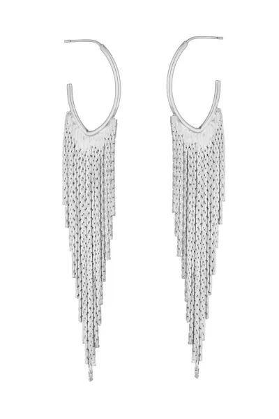 Image of Silver Plated Slinky Chain Hoop Earrings