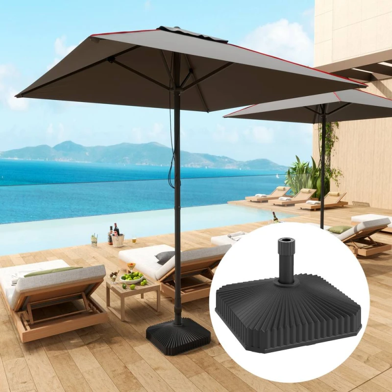Image of OUTSUNNY Patio Parasol Base Umbrella Stand, Sand/Water Filled, Black Unisex