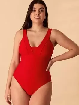 Image of Accessorize Lexi Shaping Swimsuit - Red, Size 14, Women