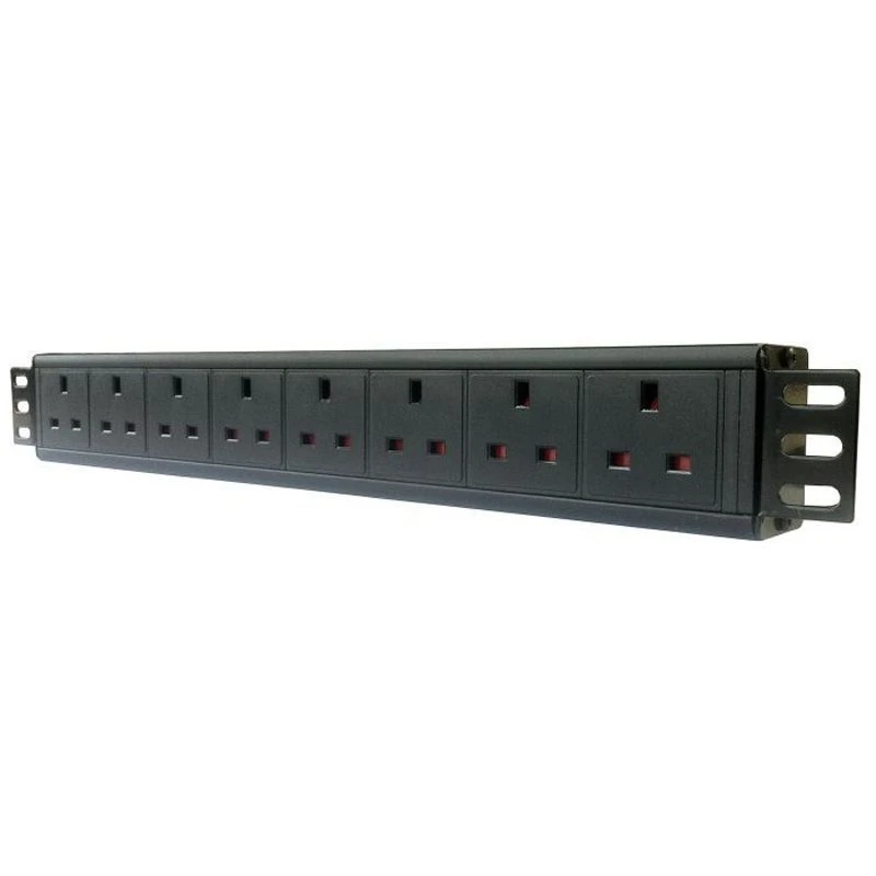 Image of POWERDATA 8 WAY 19" RACK PDU UK SKTS TO 13A PLUG - HORIZONTAL