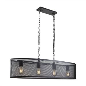 Image of 4 Light Bar Pendant Mesh Matt Black, E27