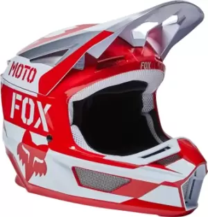 Image of FOX V2 Nobyl Motocross Helmet, white-red, Size S, white-red, Size S