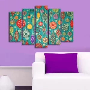 Image of 5PATNOEL-10 Multicolor Decorative Canvas Painting Baubles (5 Pieces)