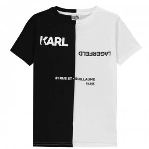 Image of Karl Lagerfeld Junior Boys Colour Block T Shirt - White/Black N50