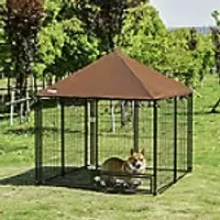 Image of PawHut Dog Kennel Metal, Oxford cloth Black