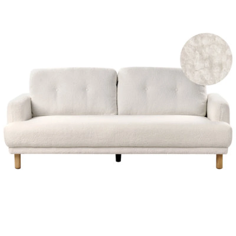 Image of Beliani Sofa 3 Seater Tuve Boucle White