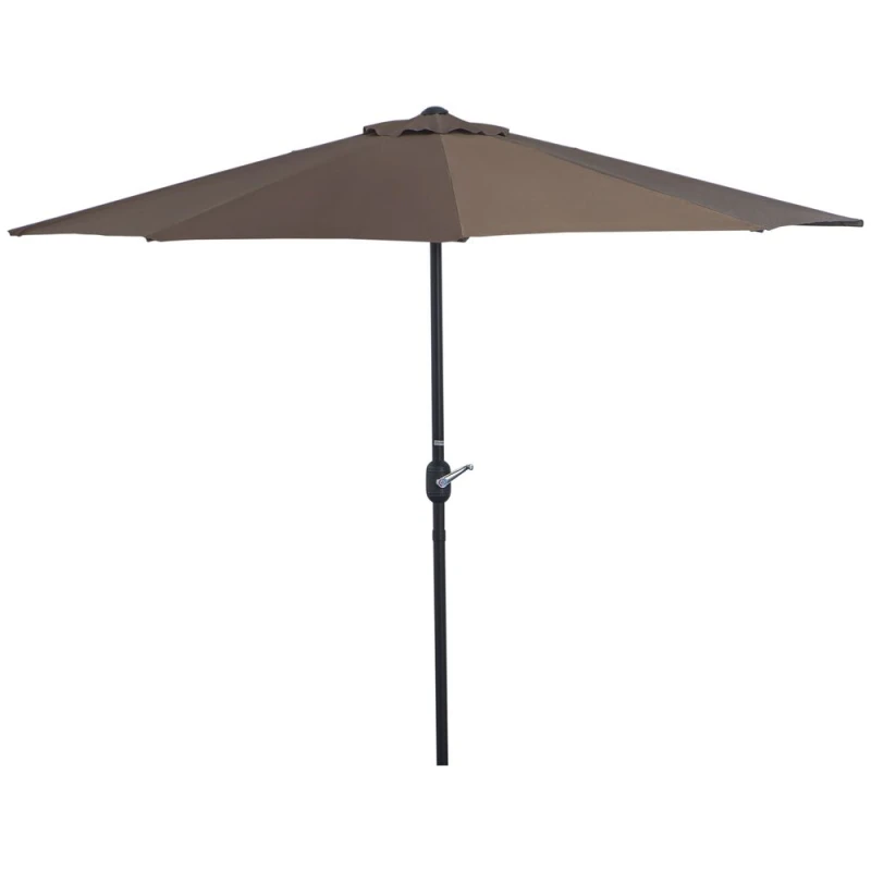 Image of Outsunny Outsunny 2.7m Metal Frame Garden Furniture Parasol Half Round Umbrella - Brown