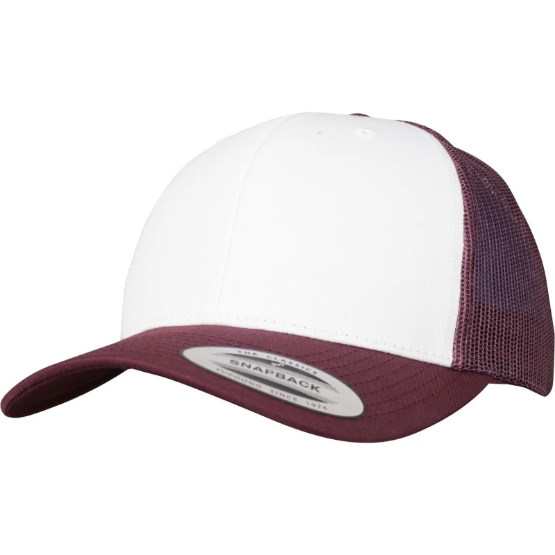 Image of Flexfit by Yupoong Mens Retro Trucker Coloured Front Cap in Maroon Maroon Male One Size
