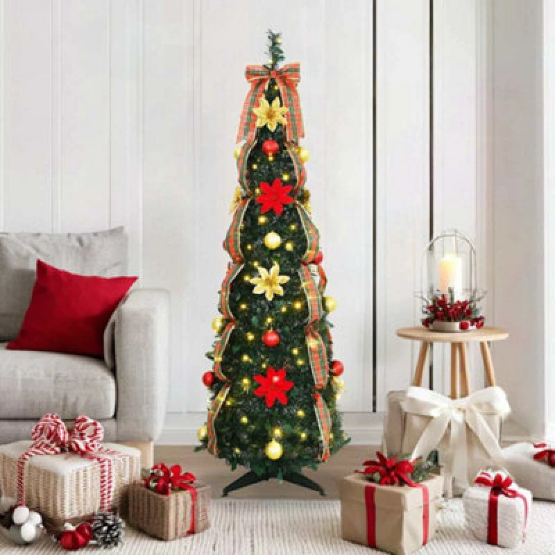 Image of Vidaxl Artificial Christmas Tree With 100 Leds Green 150 Cm Pvc