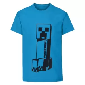 Image of Minecraft Boys Leaning Tower Creeper T-Shirt (7-8 Years) (Teal)