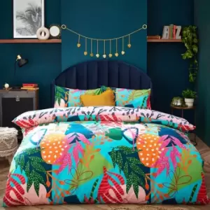 Image of Furn Coralina Palm Leaf Duvet Cover Set (Single) (Multicoloured)