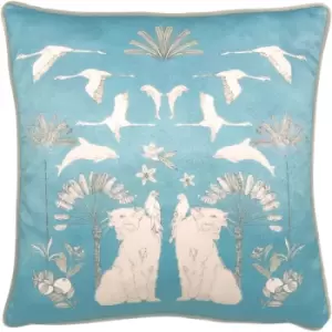 Image of Colony Palm Botanical Cushion Blue - Blue - Furn.