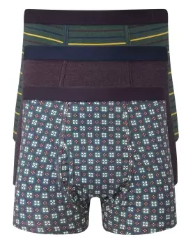 Image of Cotton Traders Mens 3 Pack Mixed Trunks in Purple