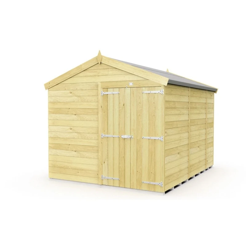 Image of Buttercup Farm 8 x 11 Feet Apex Shed - Double Door W/O Window - L329 x W231 x H217cm in Brown Brown Unisex