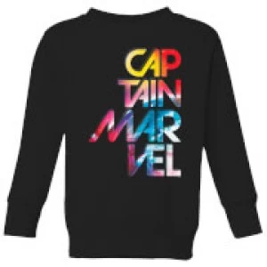 Image of Captain Marvel Galactic Text Kids Sweatshirt - Black - 7-8 Years