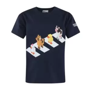 Image of Crossy Road Childrens/Boys Official Character Crossing Design T-Shirt (Years (7/8)) (Navy)