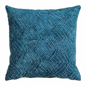 Image of Crossland Grove Velvet Washed Cushion Teal 450x450mm