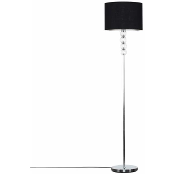 Image of Modern Acrylic Ball Floor Lamp with a Cotton Light Shade - Black