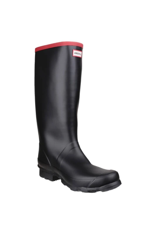 Image of Hunter 'Argyll Full Knee' Wellington Boots in Black Size: 15 Black Unisex 15