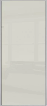 Image of Wickes Sliding Wardrobe Door Silver Framed Single Panel Soft White Glass - 2220 x 914mm