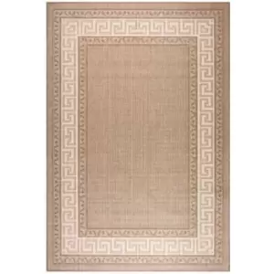 Image of Oriental Weavers Greek Key Flatweave Brown Rug - 80 x 150cm - Beige