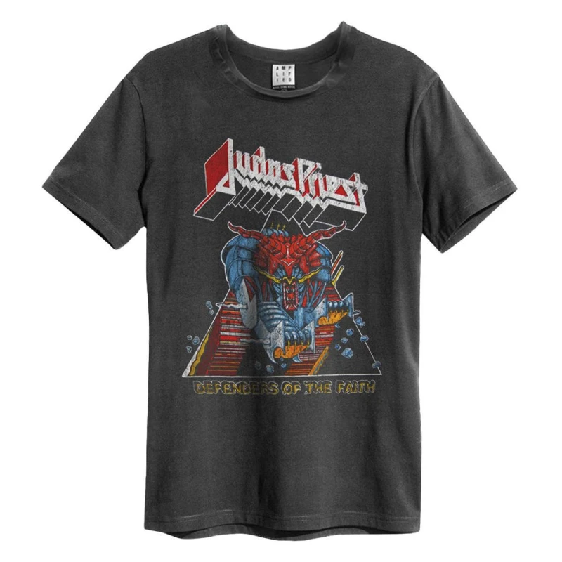 Image of Amplified Amplified Men Defenders Of The Faith Judas Priest T-Shirt in Charcoal Size: Small Charcoal S Male 5063470006601