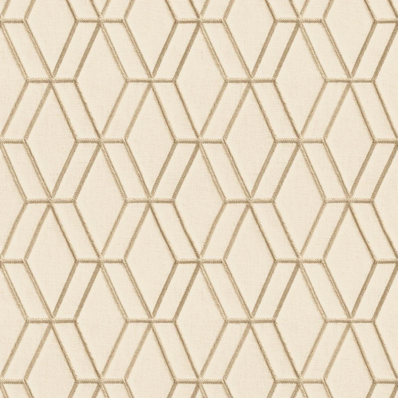 Image of Design ID DID Embroidery Stitch Diamond Beige & Gold Wallpap Neutral unisex One Size