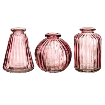 Image of Sass & Belle Pink Glass Bud Vases - Set of 3