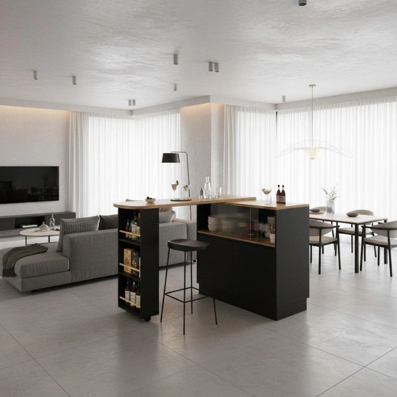 Image of Urban Meuble Modern Wine Rack with Ample Storage Black unisex One Size