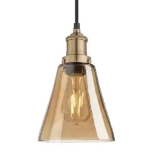 Image of Industville Brooklyn Tinted Glass Flask Amber Pendant / 6" Pewter Holder