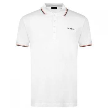 Image of Diesel Broken Logo Polo Shirt - 100 White