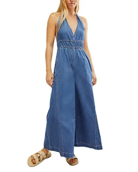 Image of Free People Sunrays Denim Jumpsuit