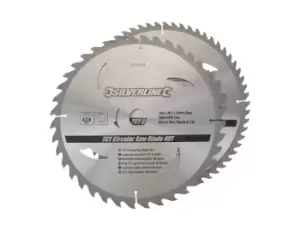 Image of Silverline 803634 TCT Circular Saw Blades 40 60T 2pk 300 x 30 - 25 20 16mm rings