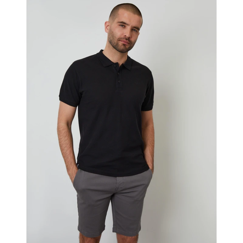 Image of Threadbare Mens TB Malbork Short-Sleeve Polo Shirt Black male Medium