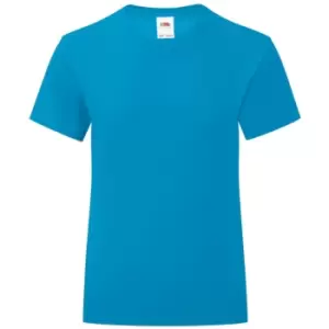 Image of Fruit Of The Loom Girls Iconic T-Shirt (7-8 Years) (Azure)