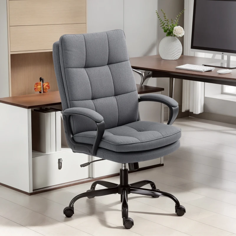 Image of HOMCOM Fabric Office Chair - Computer Desk Chair for Home - Charcoal grey TJ Hughes 5063603137981