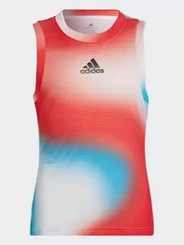 Image of adidas Melbourne Tennis Match Tank Top, White/Multi, Size 9-10 Years