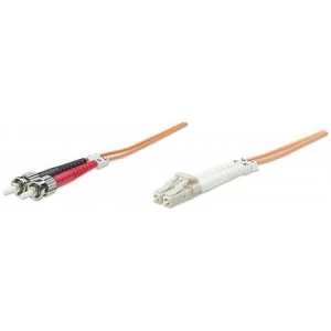Image of Intellinet Fibre Optic Patch Cable Duplex Multimode LC/ST 62.5/125 m OM1 20m LSZH Orange Fiber Lifetime Warranty