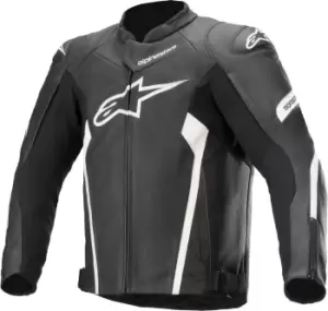 Image of Alpinestars Faster V2 Motorcycle Leather Jacket, black-white, Size 54, black-white, Size 54