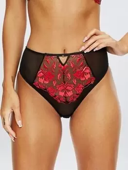 Image of Ann Summers Knickers The Hero High Waisted Brief, Black, Size 18, Women