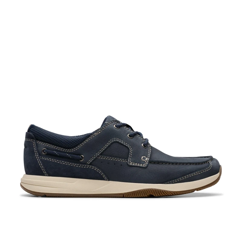 Image of Clarks Clarks Men Sailview Lace Navy Nubuck Lace Up,Boat Shoes in Blue Size: 12-Standard Fit Blue 12-Standard Fit Male 5063090788925