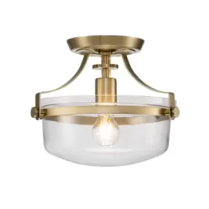 Image of Quoizel Penn Station Cylindrical Ceiling Light Brushed Brass