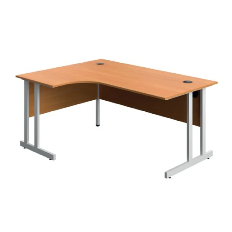 Image of Serrion Twin Upright Left Hand Corner Desk 1600x1200x730mm Beech/White KF800302