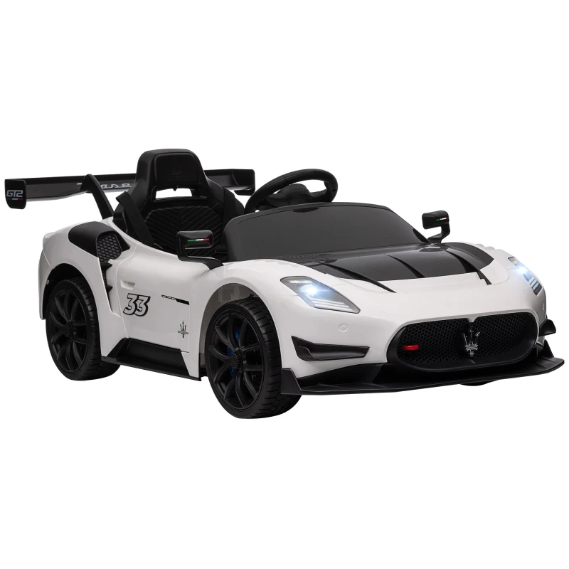 Image of AIYAPLAY Maserati GT2 Licensed 12V Electric Ride on Car w/ Remote - White 370-332V70WT